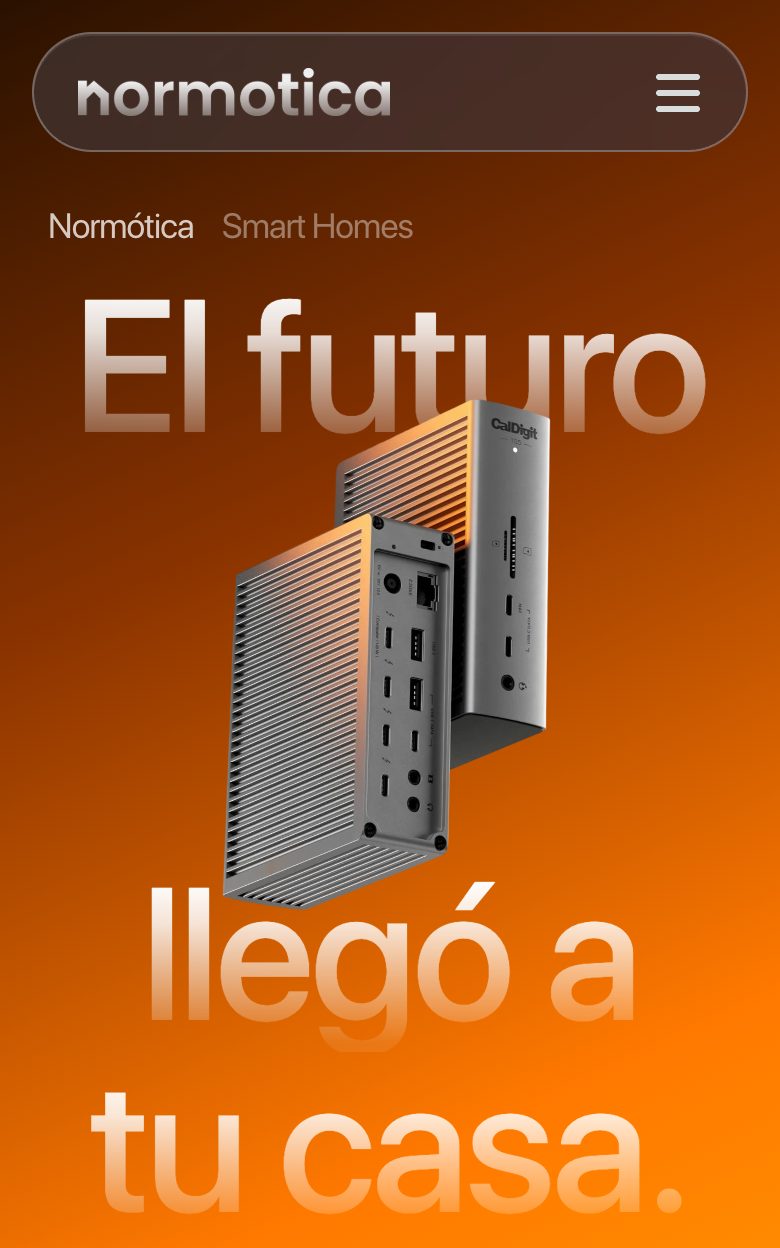 La misma portada de normotica.com en un celular, con el titular en tres renglones y el menú plegado
